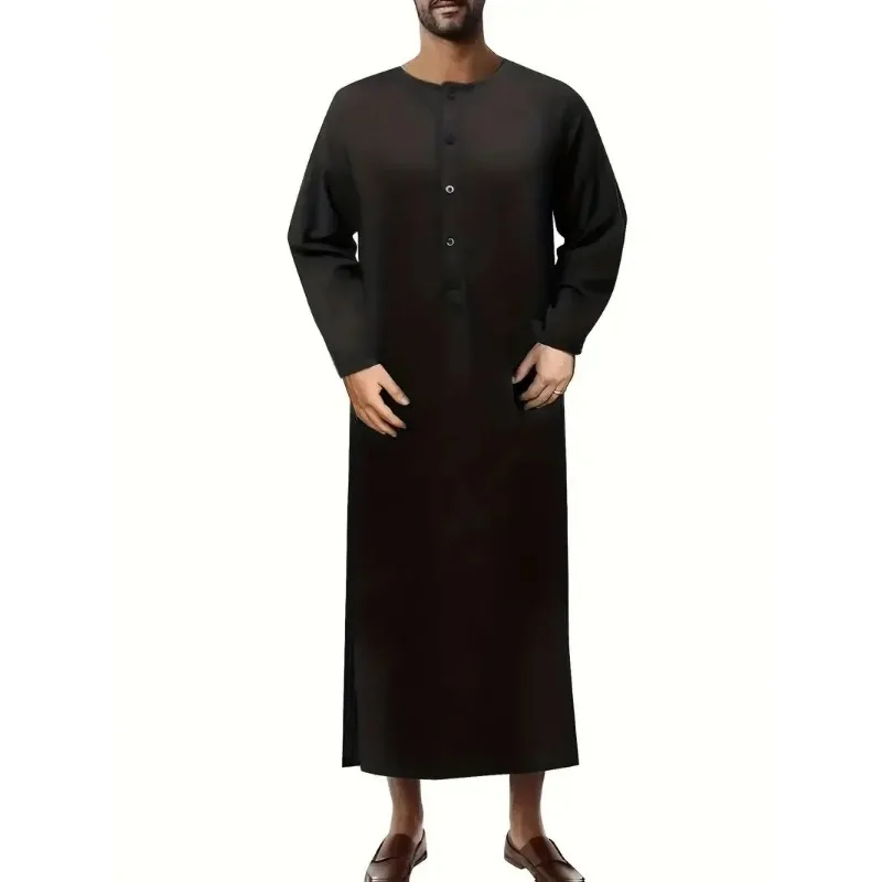 Plus Size Men's Costume Thobe Muslim Robes Dubai Kaftan Islamic Clothing Arabic Prayer Eid Islamic Clothing Qamis Homme Musulman