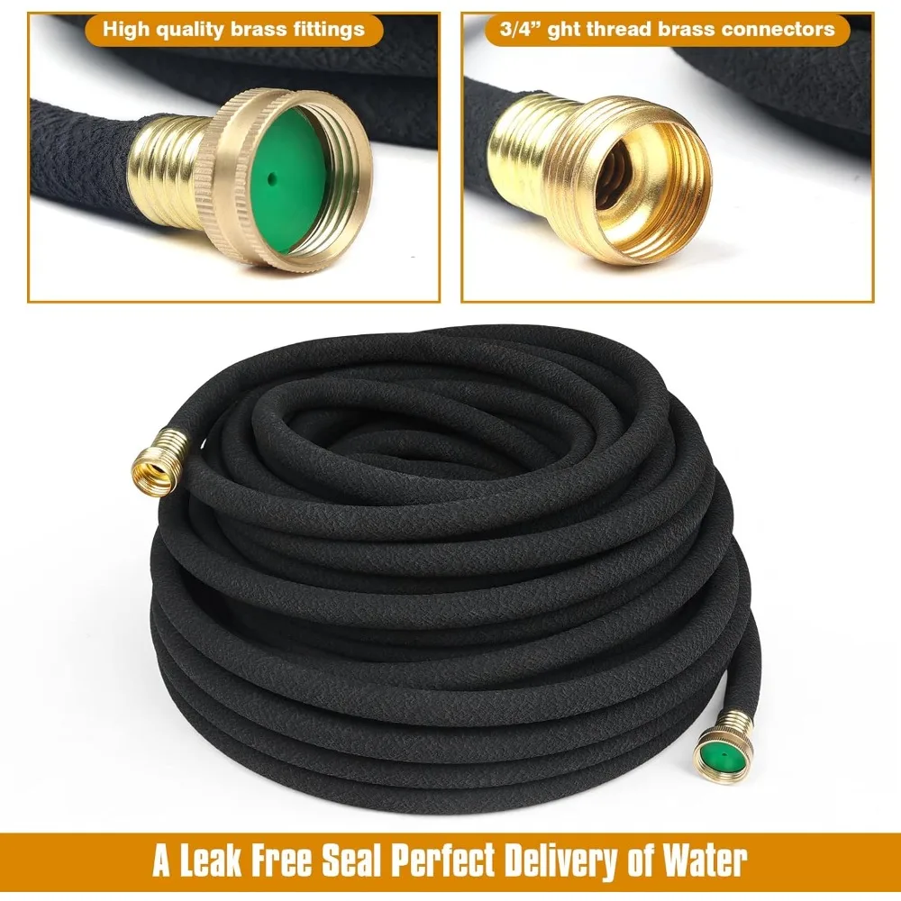 Soaker Hose for Garden Beds Solid Brass Interface Irrigation Save 70% Water Heavy Duty Rubber 1/2