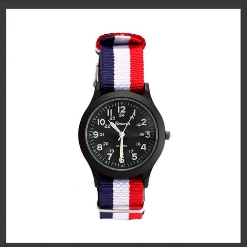 Men's and Women's Casual Canvas Strap Watch Popular Pin Buckle Watch Pointer Cross-Border Factory Wholesale