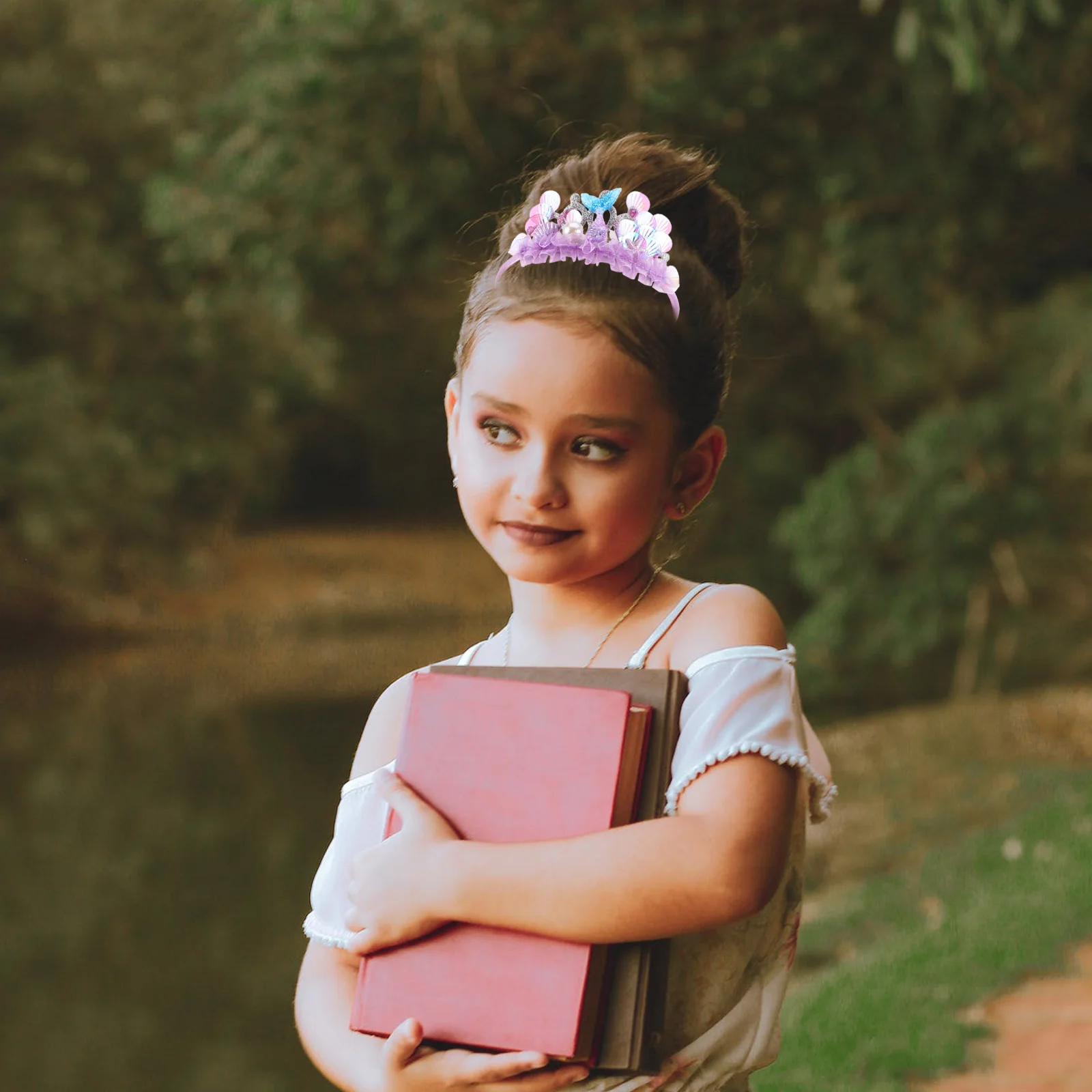 عصابة رأس تاج الأميرة تاج حورية البحر لتزيين حفلات أعياد الميلاد على شكل صدف المحيط