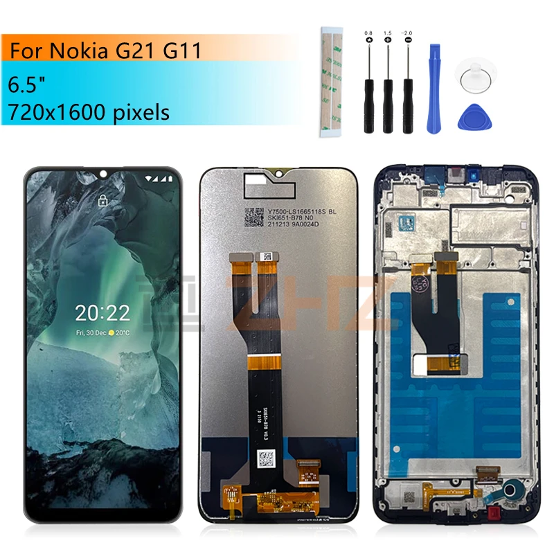 For Nokia G11 LCD Display Touch Screen Digitizer Assembly For Nokia G21 Display With Frame Replacement Repair Parts 6.5\