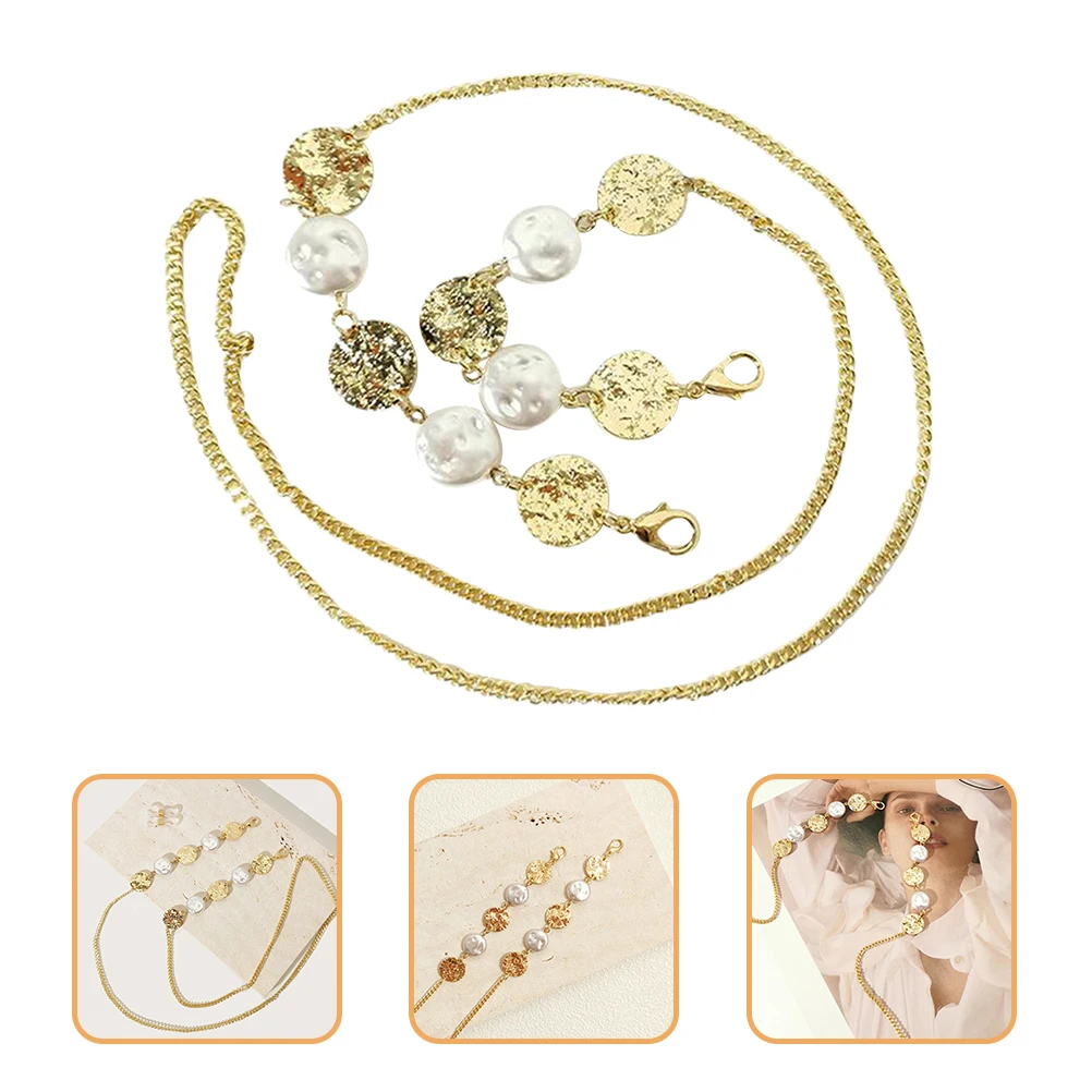

Glasses for Handbags Gold Metal Decorative Strap Replacement Eyeglasses Chain Bag Accessories Pearl Crossbody Clutch Chain
