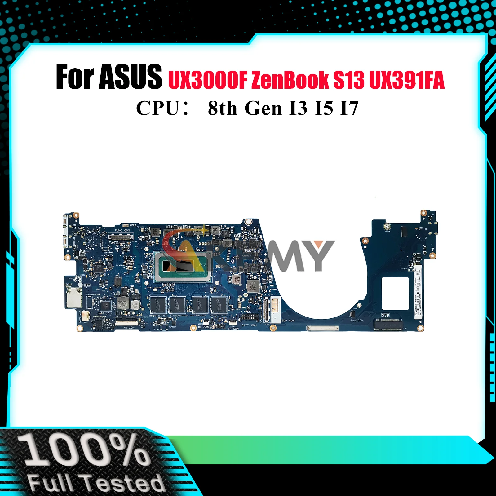 

UX391FA Laptop Motherboard For ASUS ZenBook UX3000F UX391F ZenBook S13 UX391FA Mainboard W/ I3 I5 I7 CPU 100% tests OK fast ship