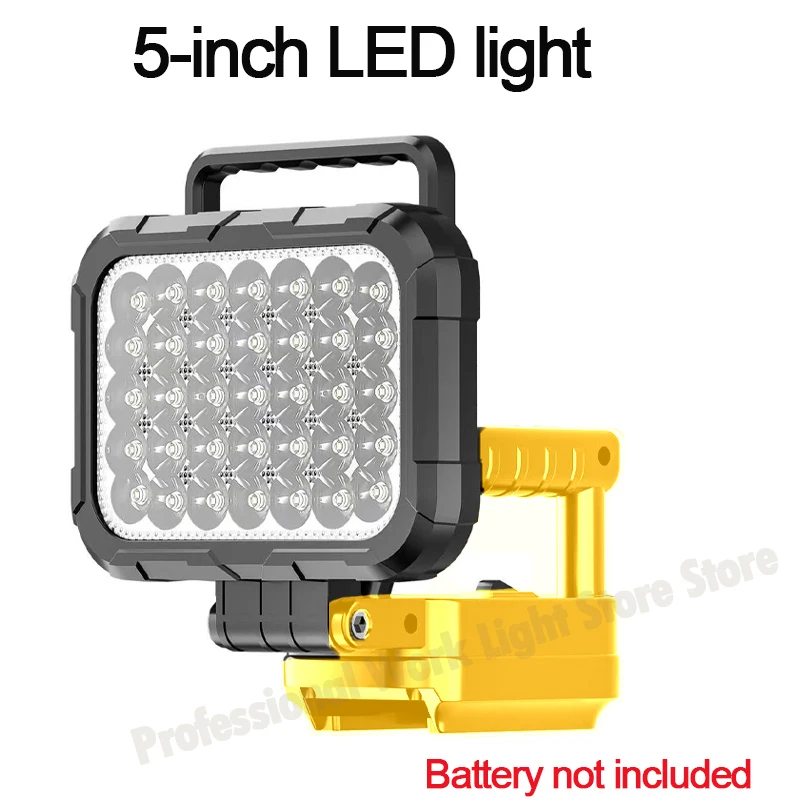 5 polegadas para dewalt luz de trabalho 18v bateria de lítio sem fio luzes led compatível dcb204 dcb206 lanterna portátil ao ar livre 3600lm