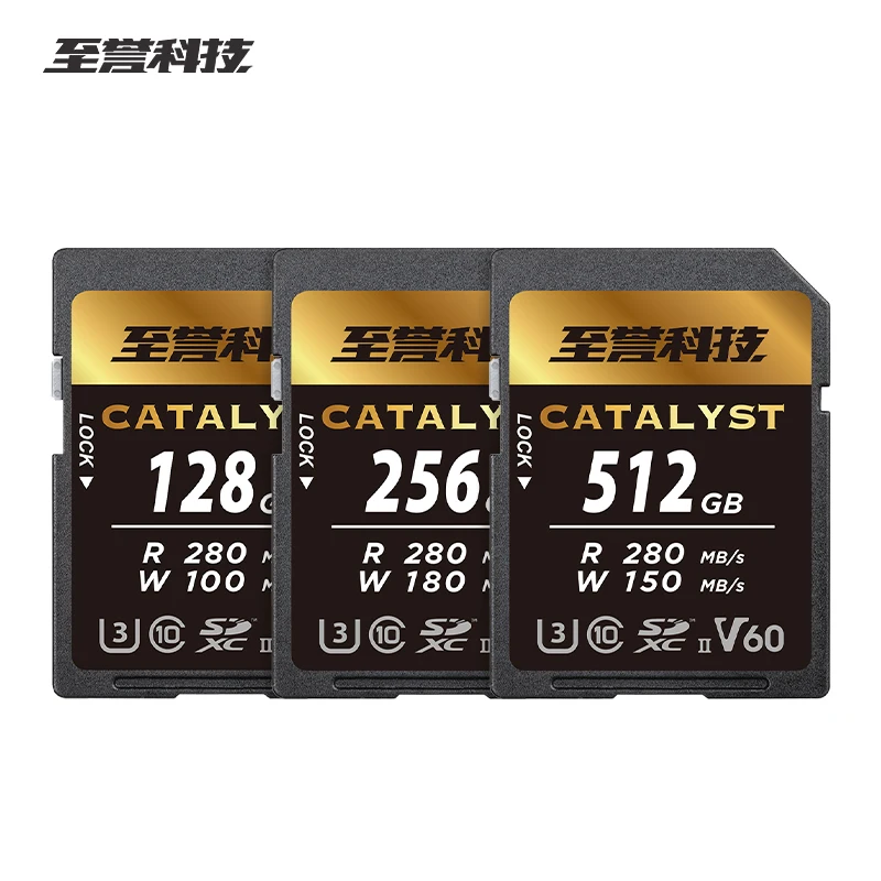Exascend Catalyst SDXC UHS‑II V60 Memory Card 128GB 256GB 512GB U3 Max 280MB/s SD Card for 4K 8K Video Mirrorless DSLR Camera