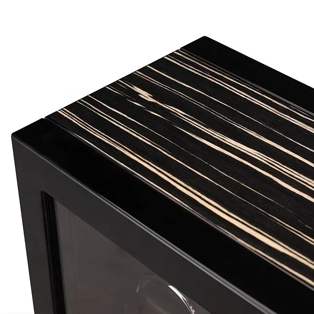 MINEESI Avvolgitore automatico per orologi Sblocco per impronte digitali in legno 2 slot Shaker Scatola di immagazzinaggio per orologi meccanici Cassaforte per touch screen LCD