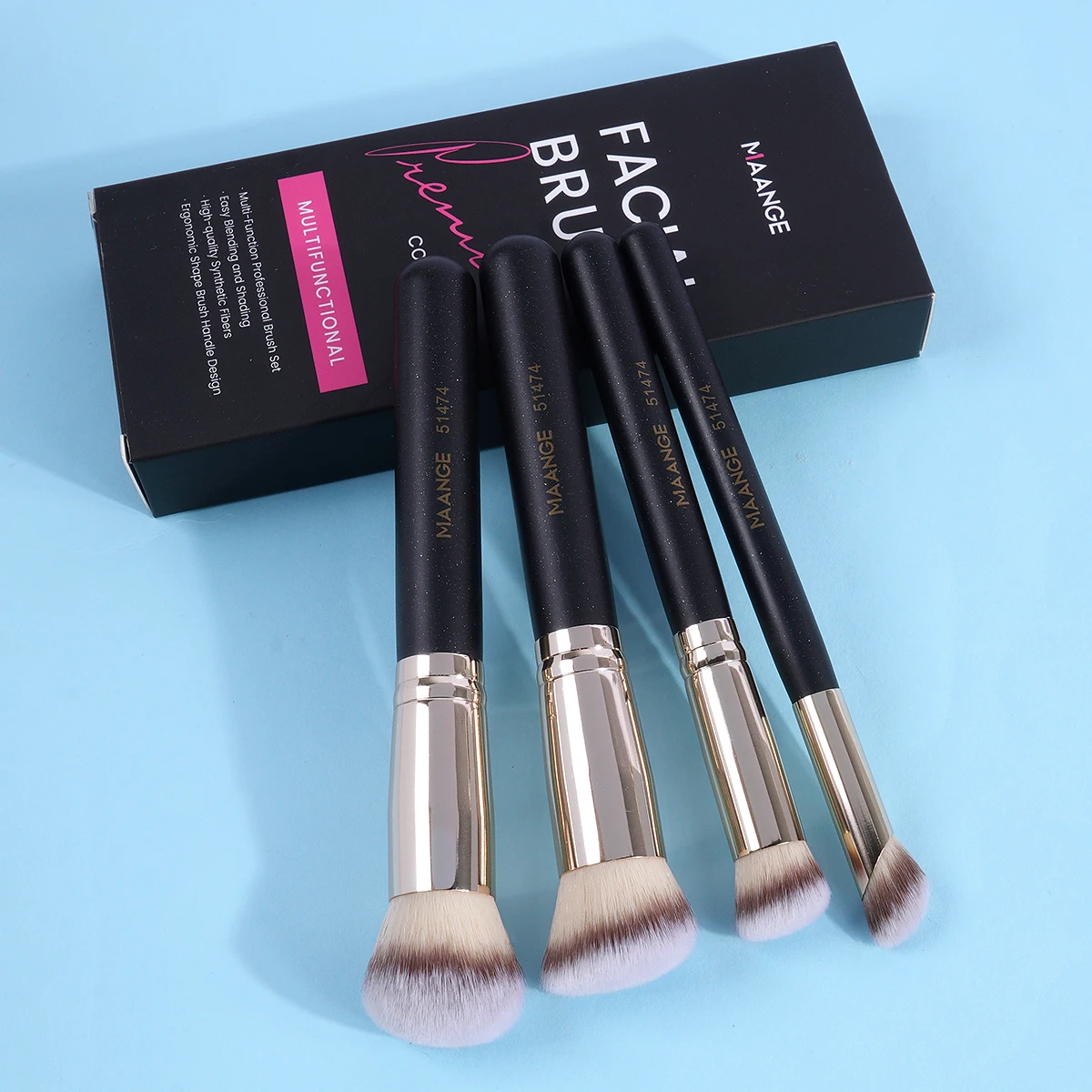 Maange 4 Stuks Geschenkdoos Make-Up Brush Set Voor Beginners, Geschikt Voor Foundation Concealer Blush Poeder Cadeau Voor Vrouw Moeder Dag