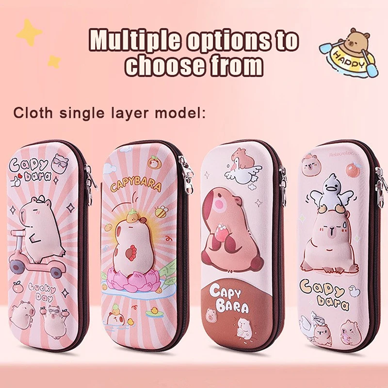 3D Capybara Pencil Case Drop Resistant Student School Supplies Large Capacity Multifunctiona Pen Pouch Stationery