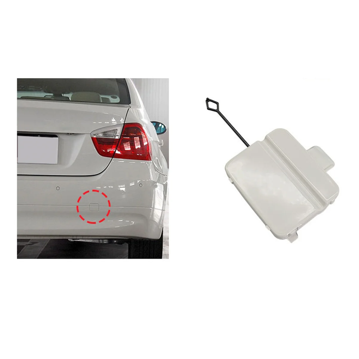 

Innovative Rear Bumper Tow Hook Eye Cover 51127187542 for BMW 3 Series E90 White