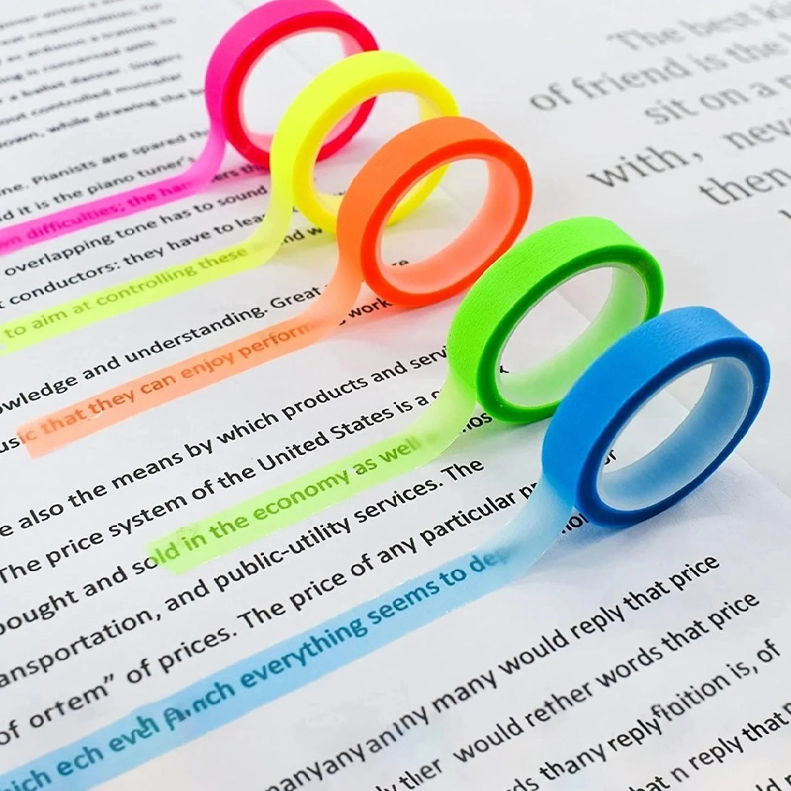 

10/15/20 Rolls Ultra-Thin Index Tabs - 5-Color Waterproof Writeable Transparent Stickers for Office/School Document Organization