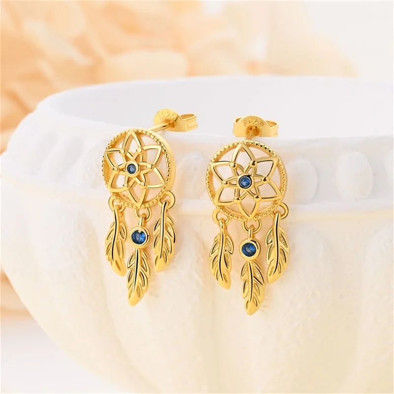 925 Silver Dream Catcher Earrings Women's Wedding Bride Girlfriend Birthday Gift Heart Buckle - view 3