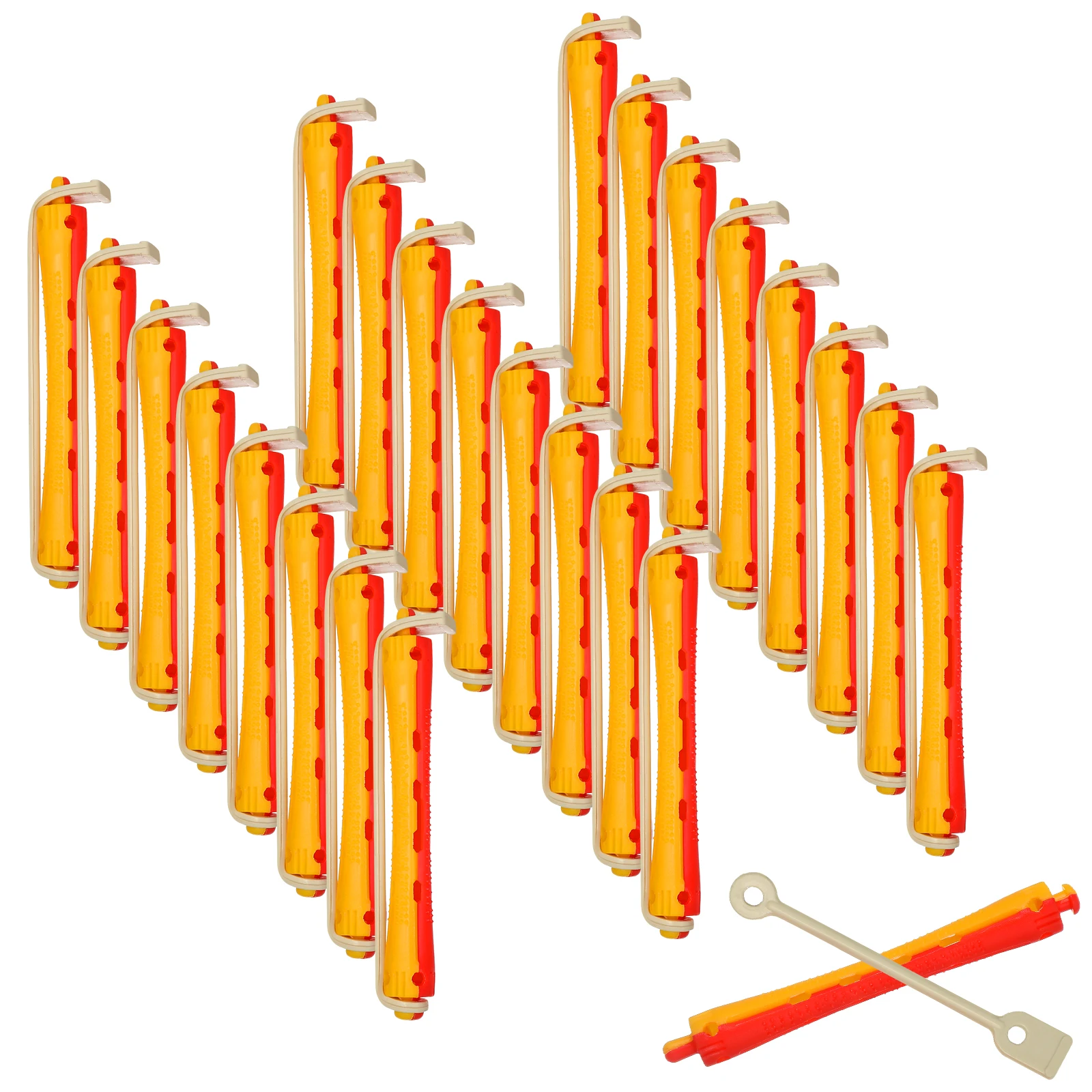 

24pcs Hollow Plastic Rollers Perm Rods Rubber Bands Curlers DIY Tools Women Men Girls Short Hair Styling Wavy Hair