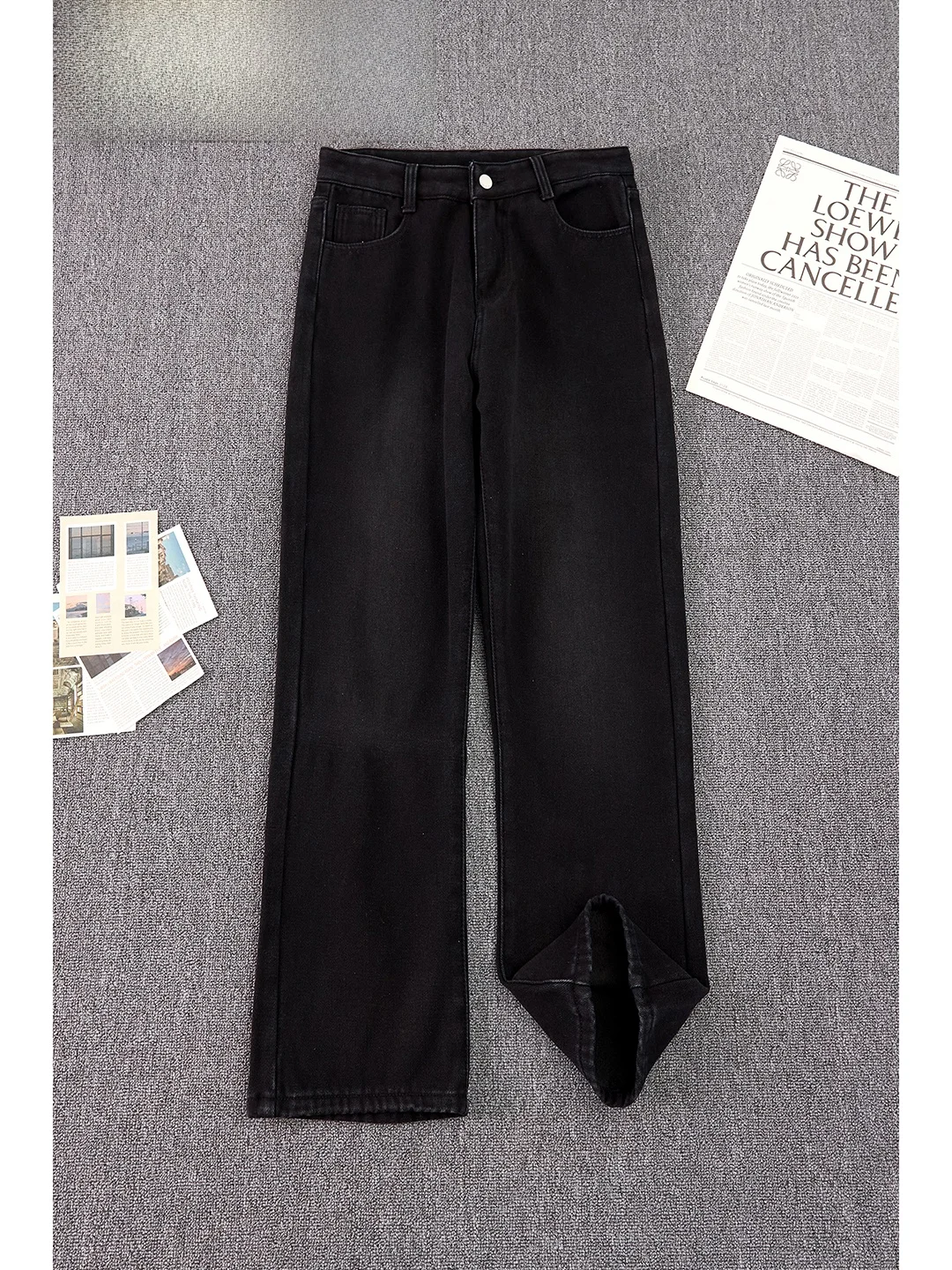 

Waed Fce Lined Men's Jeans mid Waist Cleanfit Bootcut Casual Comfortable Warm Non-fading Non-sinking Straight Leg