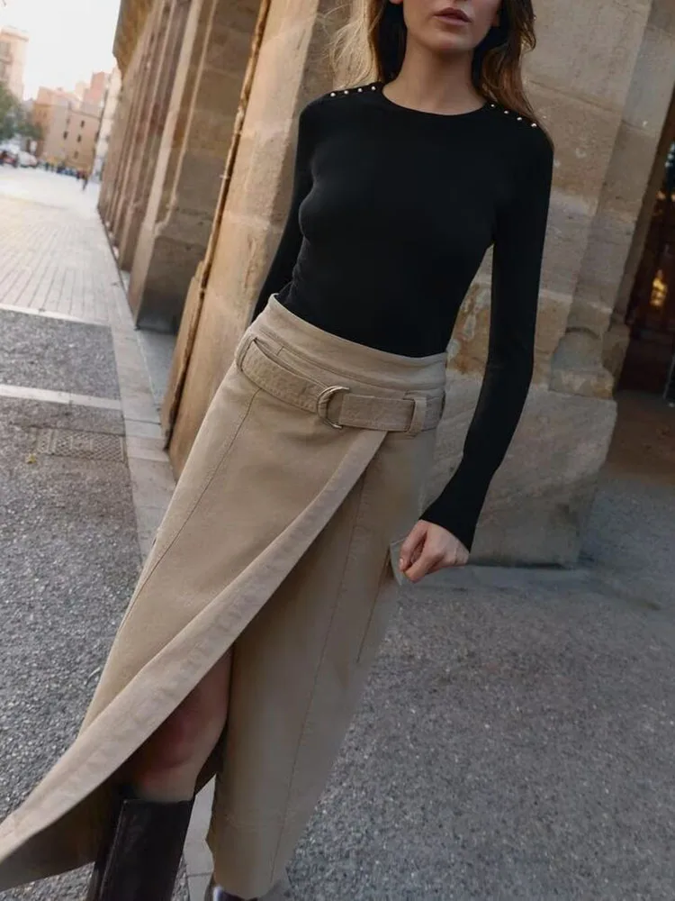 High-End Knitted Sweater with Flat Needle Buttons New Arrival for Women Winter Faion Slim Fit Long Sve round Ne Pullover