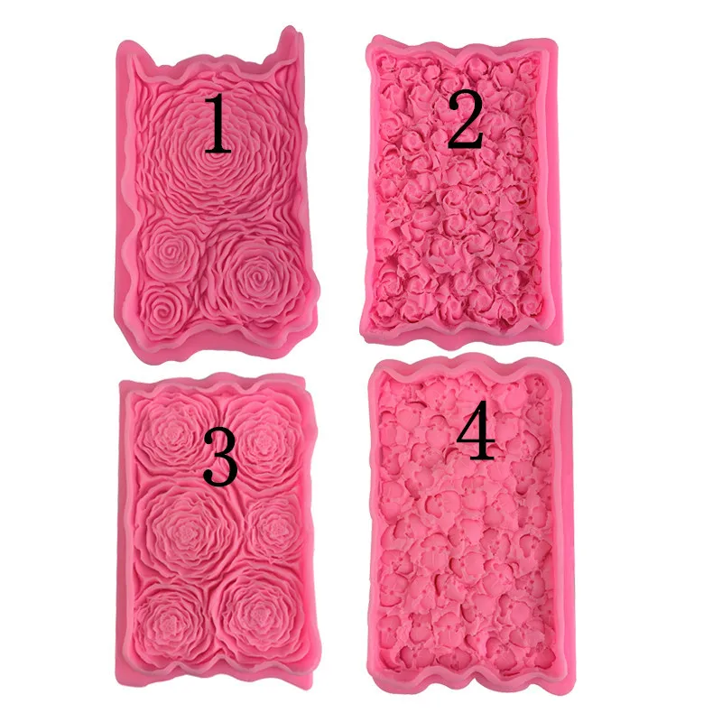 Rose Flower Flower Sugar Flipping Silicone Mold Chocolate Decorative Mold Flower Texture Cake Edge Wedding Celebration