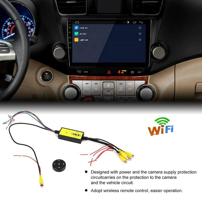 4To1 Car Panoramic 360 Camera Video Reversing Switch Box Car Blind Spot Camera Video Switch Box Wireless Remote Control