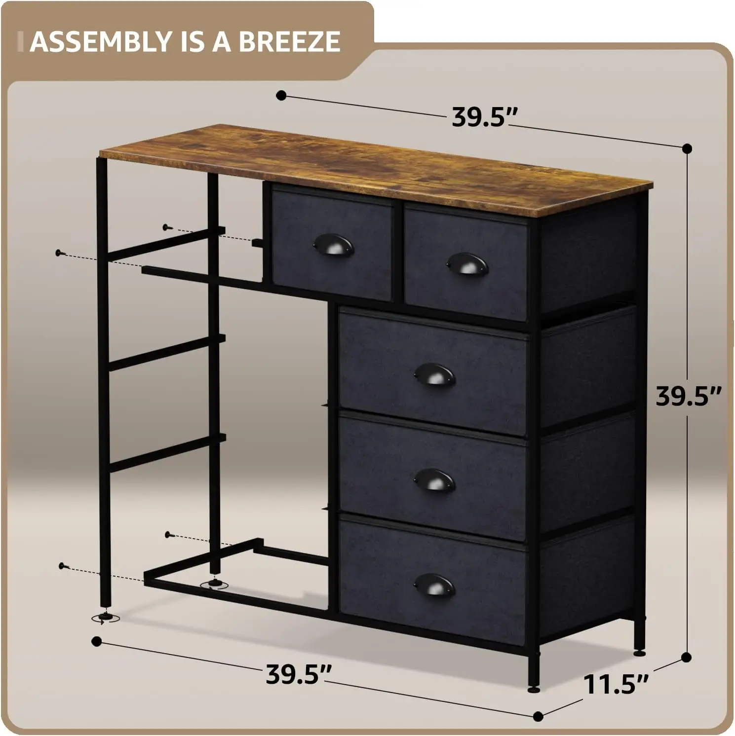 with 9 Drawers - Furniture Storage Chest Tower Unit for Bedroom, Hallway, Closet, Office Organization - Steebric Frame