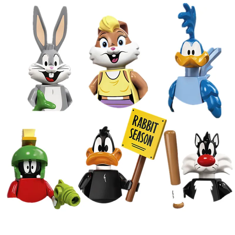 Cartoon Bunny Daffy Porky Pig Anime Mini Action Toy Figures Building Blocks Assemble Toys Bricks Girl Kids Birthday Gifts