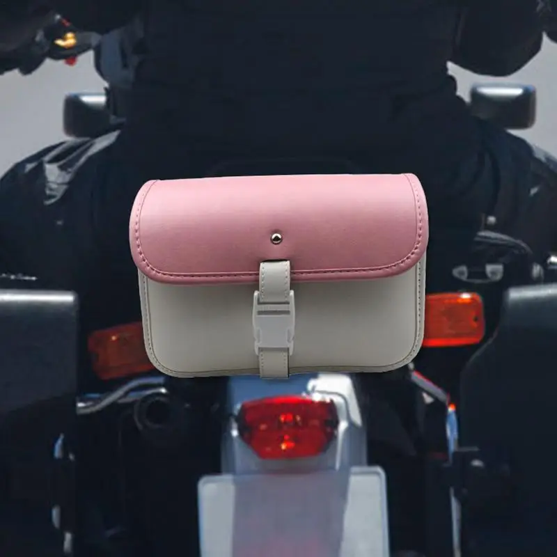 Motorcycle Tool Bag PU Portable Tool Box Organizer Case Rectangular Waterproof Pink With Mouth Snap Design Tool Bag For