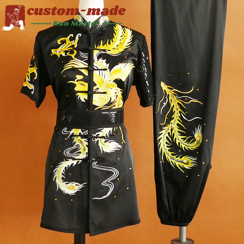 

Униформа для боевых искусств на заказ, костюм кунг-фу с вышивкой дракона, длинный кулак южного кулака, усиленный для соревнований по форм кунг-фу