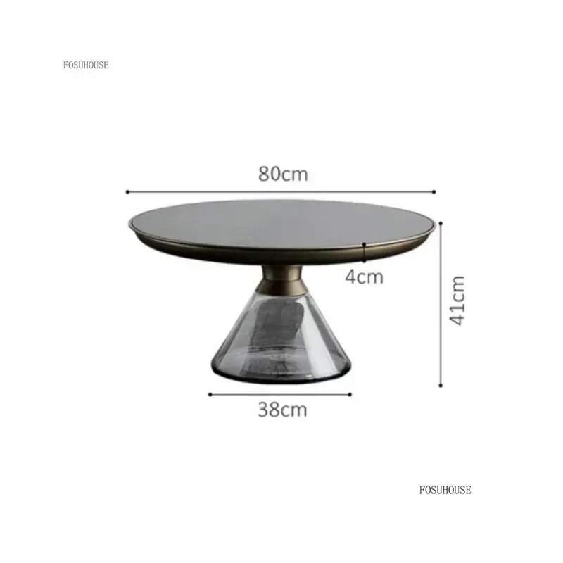 

Modern Tempered Glass Round Coffee Table Designer Living Room Furniture Home Mid Century Transparent Side Tables Y