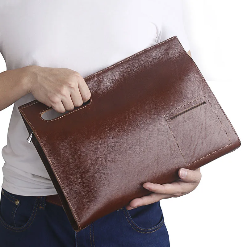 Oily Wax Leather Business Briefcase Leather Men's Handbag Simple Shoulder Crossbody Bag