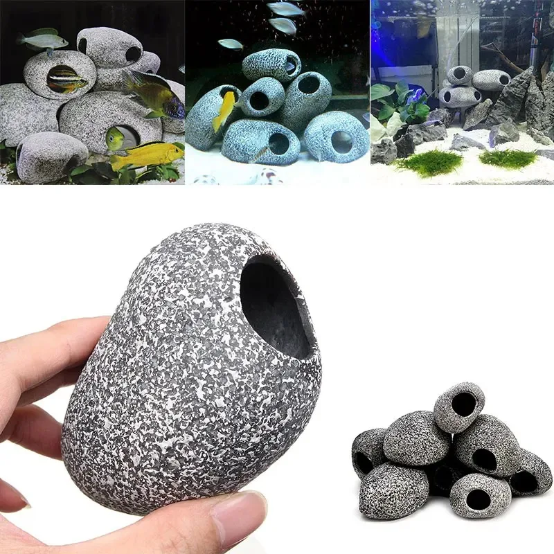 Pecute Ceramic Cave for Aquarium, Fish Tank, Pond Ornament, Shrimp Breeding, Akvaryum Stones,