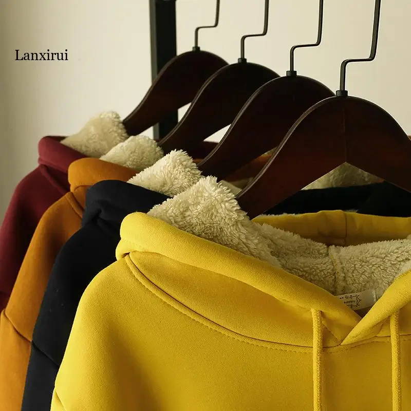 

women fleece hoodie sweatshirts autumn winter fashion 2022 oversize ladies pullovers warm pocket hooded jacket