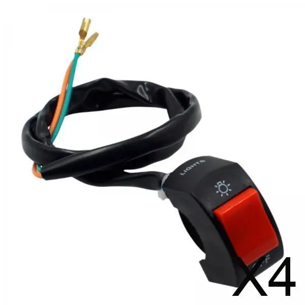 

4x Motorcycle Handlebar Switch on Off Push Button Replacement Sturdy 22 Mm 7/8 Inch Light Control for Electrombile Scooter