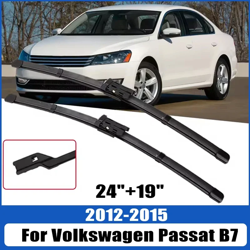 

For Volkswagen Passat B7 2012 2013 2014 2015 Wiper Front Wiper Blades Windshield Windscreen Window Brush 24"+19"Car Accessories