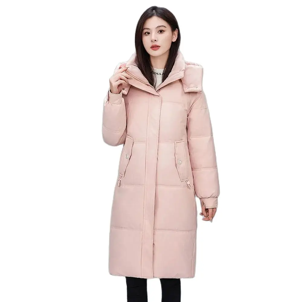 

High-end Down Jacket Femininity In The Long Section 2024 Autumn And Winter Fashion Hooded Loose Warm Thin White Duck Down Jacket