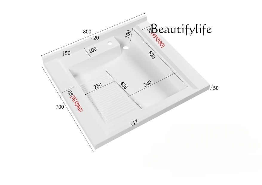 Professional  upper basin quartz stone balcony laundry cabinet integrated basin countertop small corner cutting single basin