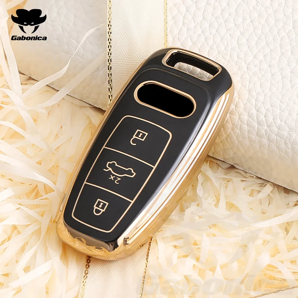 

TPU Car Remote Key Case Cover Shell Keychain For Audi A6 A7 A8 E-tron Q5 Q7 Q8 C8 D5 Protection Holder Auto Keyless Accessories