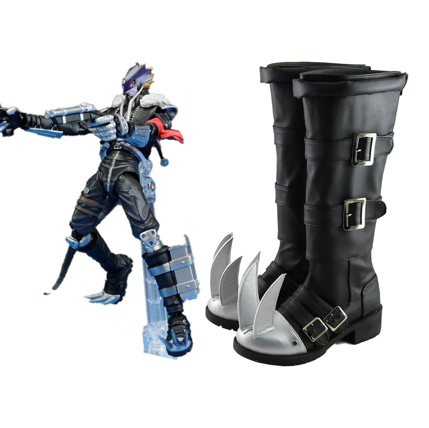 

Digital Monster Beelzebumon Cosplay Costume Shoes Black Handmade Boots