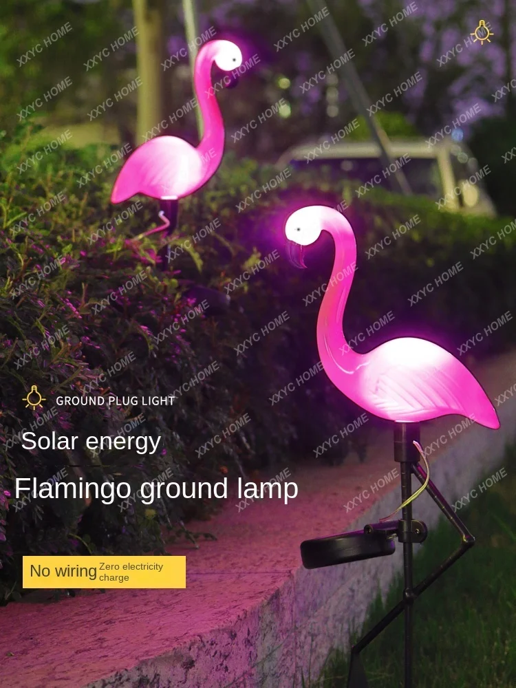 

Solar Flamingo Outdoor Yard Lamp Lawn Waterproof Ground Garden Balcony Decoration Animal Landscape Lamp decoration accessories