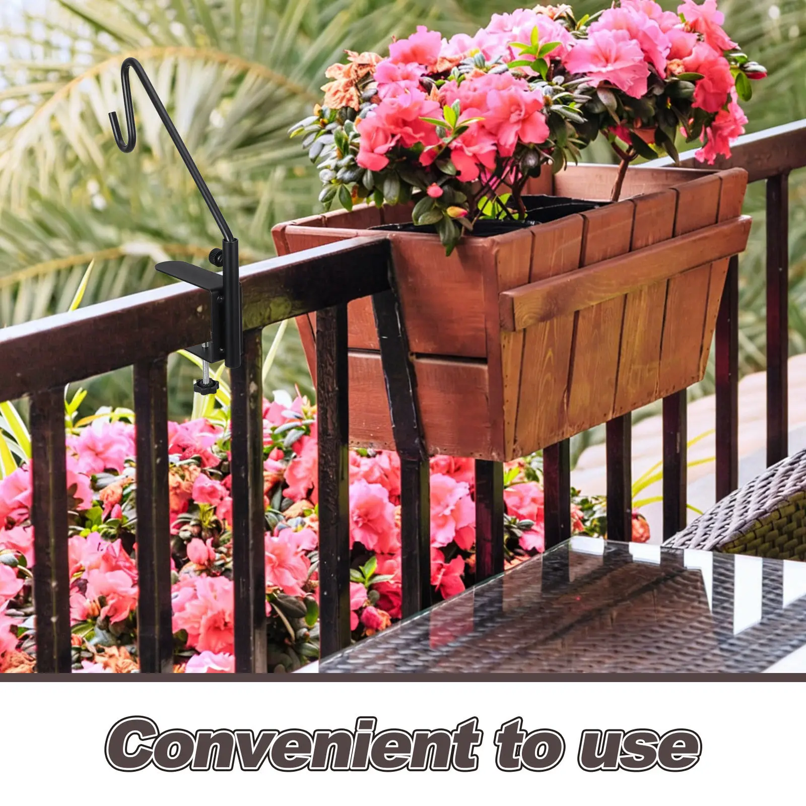 Stainless Steel Bird Feeder Hook Rotating Deck Rail Hanger for Planters Lanterns Wind Chimes Outdoor