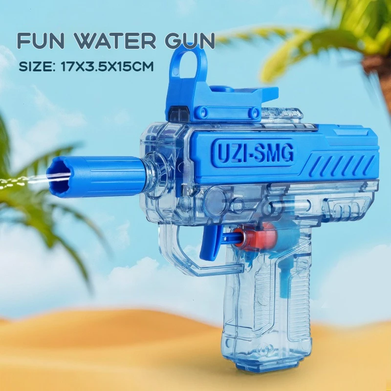 Pistola ad acqua UZI estiva Pistola non elettrica Pistola giocattolo da spiaggia ad acqua completamente automatica ad alta pressione per foto di compleanno per bambini e adulti