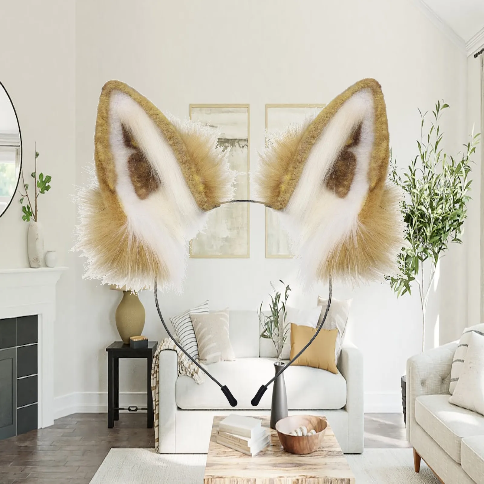 Canine Ear Cosplay Headband with Soft Hair Lightweight Soft Canine Ear Costume Headband Headwear One Size Fits Most