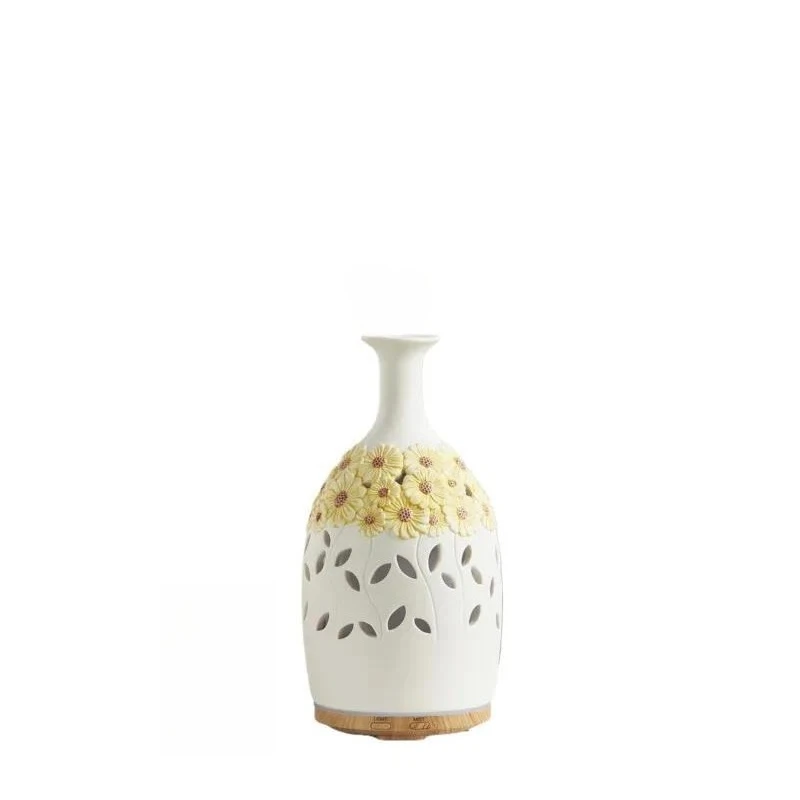 For Ceramic Small Yellow Flower Aromatherapy Machine, Household Silent Humidifier, Colorful Night Light, Bedroom Aromatherapy
