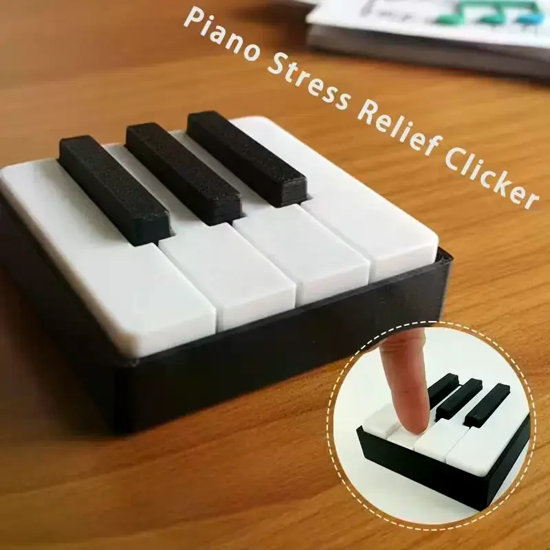 3D Printed Piano Keyboard Clicker Press Type Relax Fidget Figurine Suitable For Office Desk Party Games Musical Key Presser