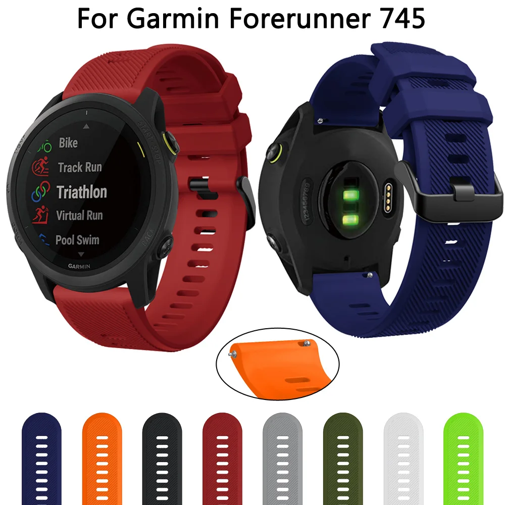 22MM Watch Band For Garmin Forerunner 745 / Venu 2 / Vivoactive 4 / Active / Silicone Strap for garmin forerunner 745 Watchband