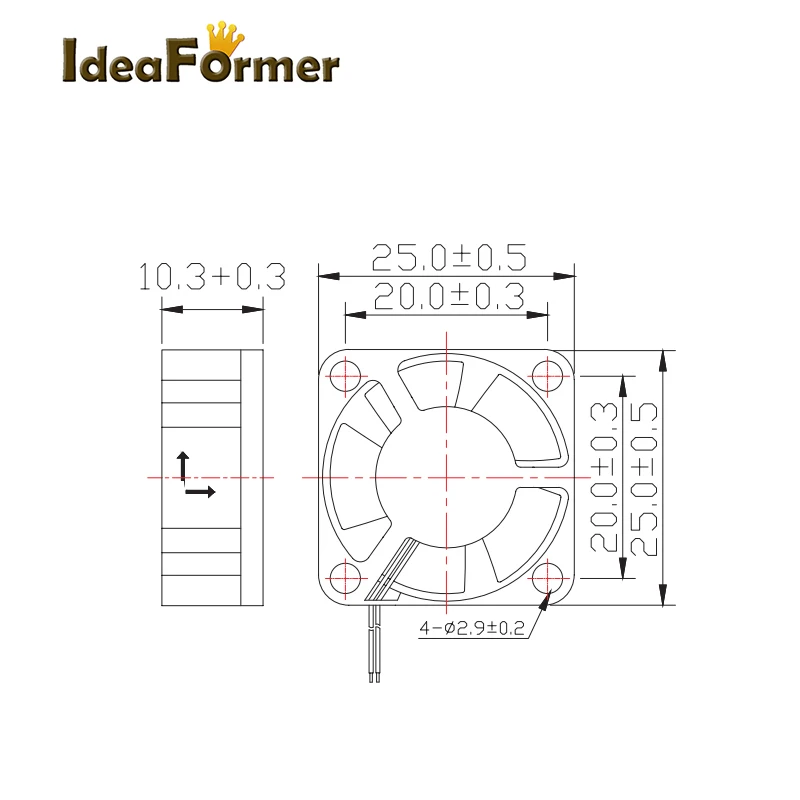 2510 Cooling Fan Brushless Cooler Fan DC 5/12/24V With 2Pin Wire Black Plastic Small Exhaust Fan For 3D Printer