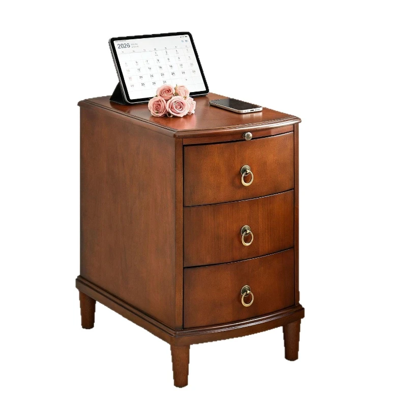 Solid wood bedside bedside sofa corner cabinet with drawer shelves