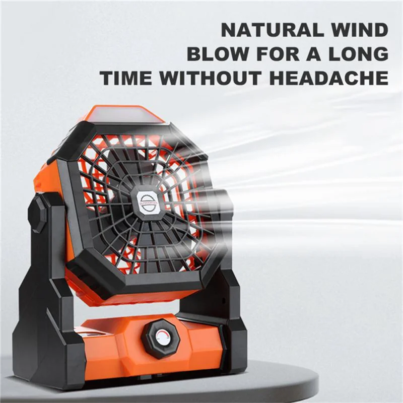 -A95Z 7800Mah ventilateur de Camping à piles rechargeables ventilateur de Camping Portable avec veilleuse LED Orange