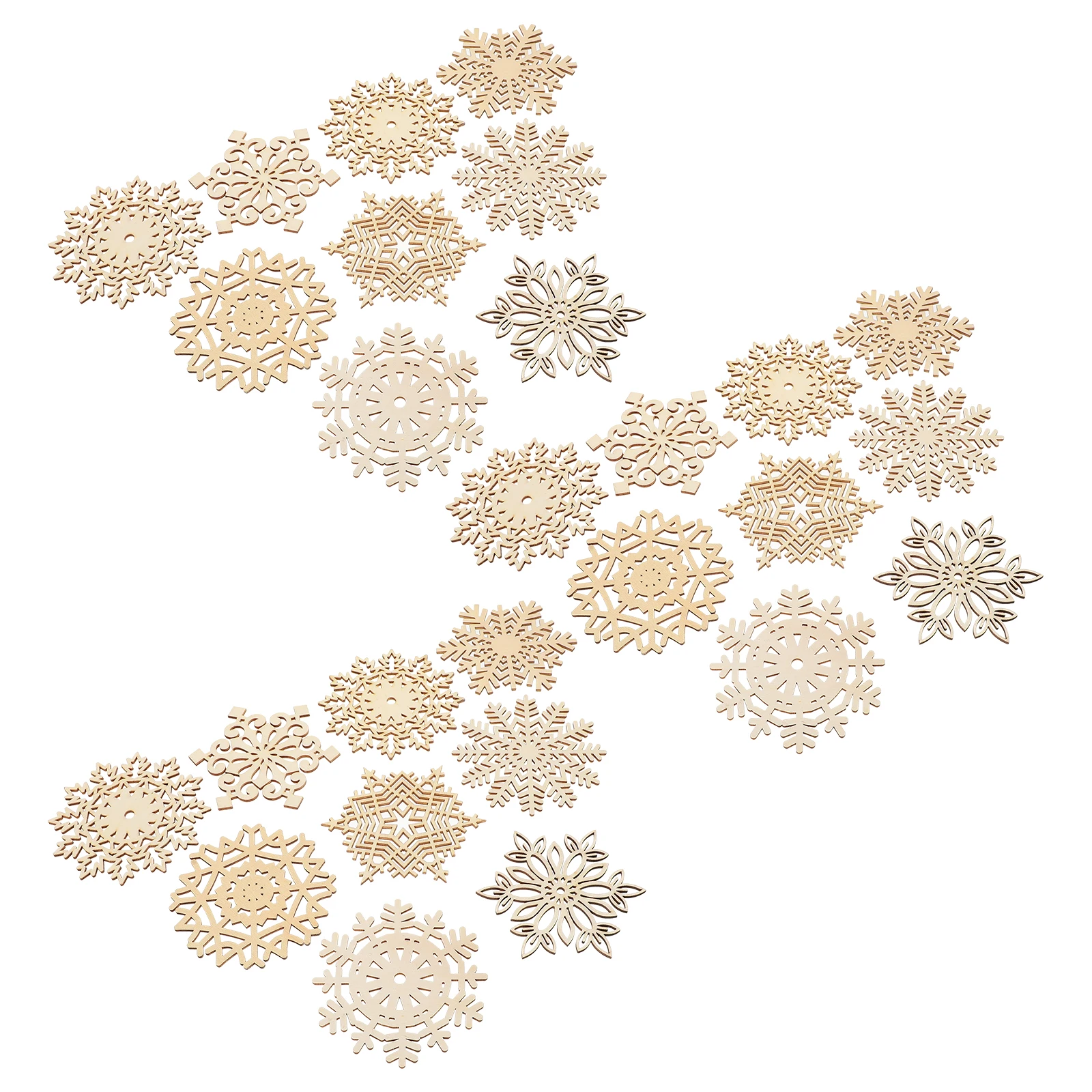 

27 Pcs Tag Wooden Christmas Snowflake Pendant Slices DIY Graffiti Snowball Party Supplies Handmade
