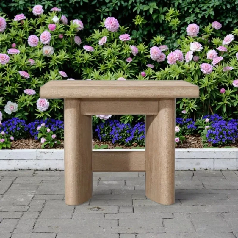 كراسي استلقاء للتشمس من خشب الساج على الطراز الحديث، طاولة جانبية لحمام السباحة في الهواء الطلق، مجموعة حديقة صغيرة، فناء أو فندق