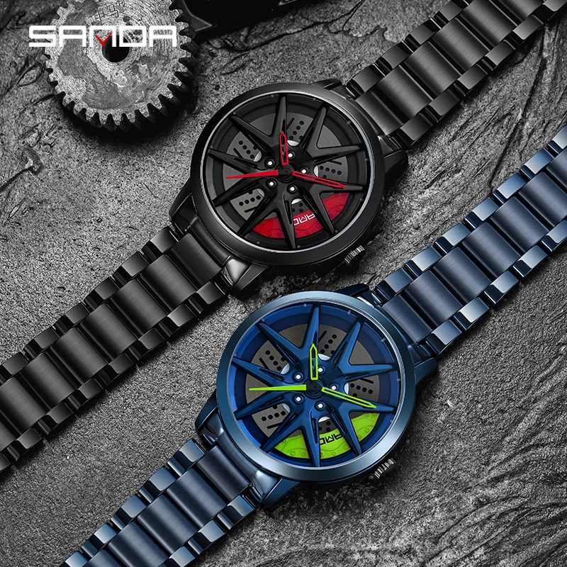 SANDA P1071-reloj deportivo de acero inoxidable para hombre, cronógrafo de pulsera de cuarzo hueco, Simple y creativo, a la moda, novedad de 2023