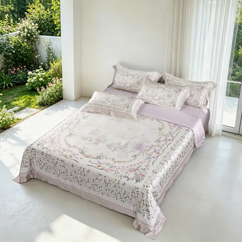 Heavy 30 meters 100% mulberry silk bedding four-piece set bed sheet quilt cover silk quilt cover gift