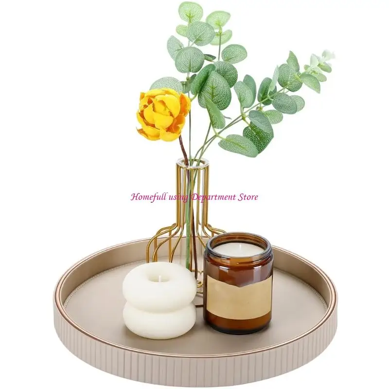 

Stylish Leather Round Decoration Tray For Living Room Bedroom Or Bathroom To Keep Small Items Neatly Organized