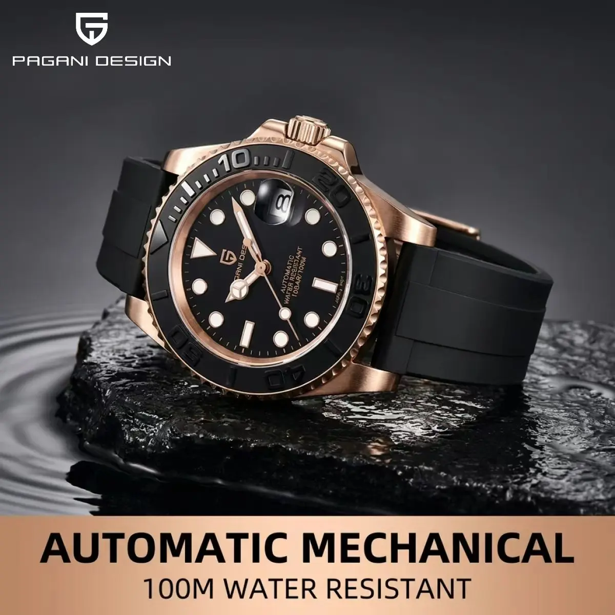 PAGANI DESIGN Neue mechanische Herrenuhr mit japanischem Uhrwerk, Edelstahl, luxuriöse Automatikuhr mit Saphirglas, 100 m wasserdichte Uhr